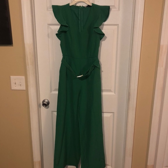 NEW YORK & COMPANY Flutter-Sleeve Belted Jumpsuit - Picture 2 of 7